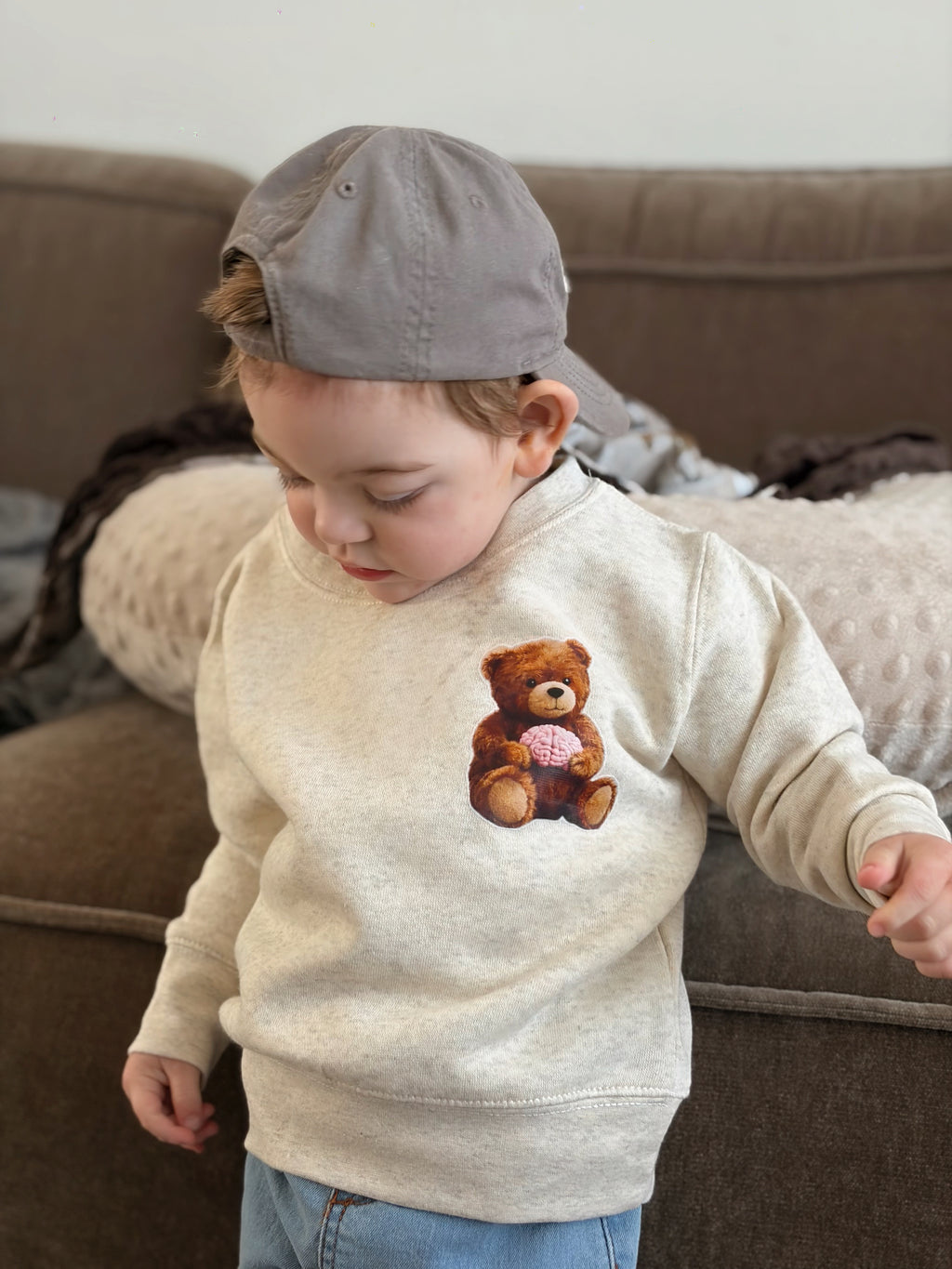 Crewneck pour enfant ourson - beige