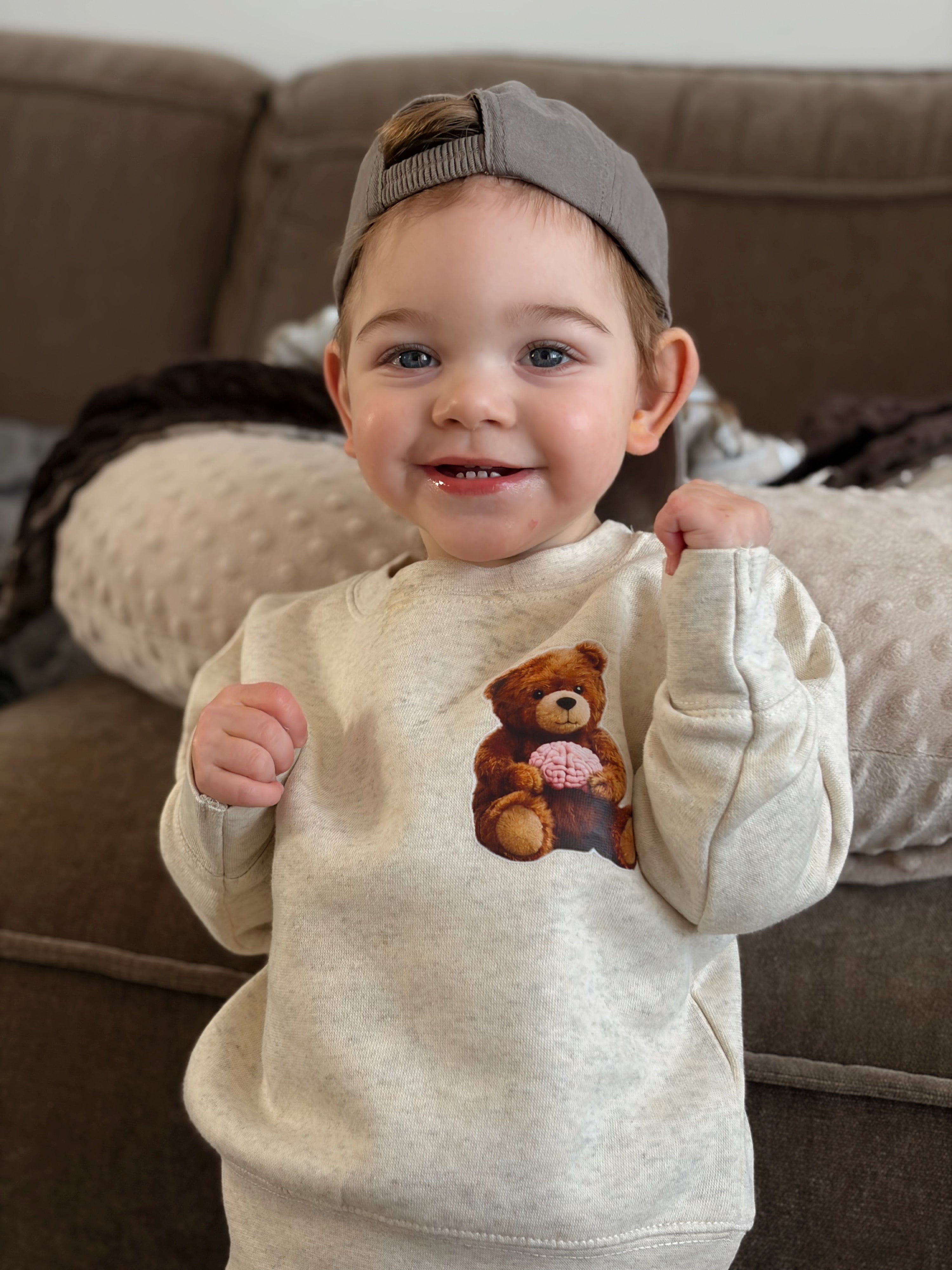 Crewneck pour enfant ourson - beige