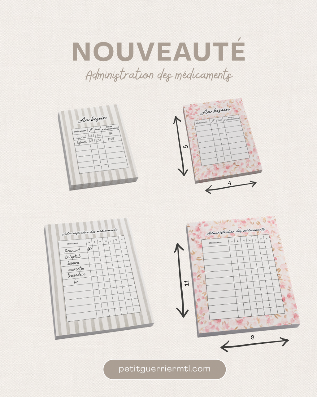 Bloc notes 50 pages aide-mémoire fleurit