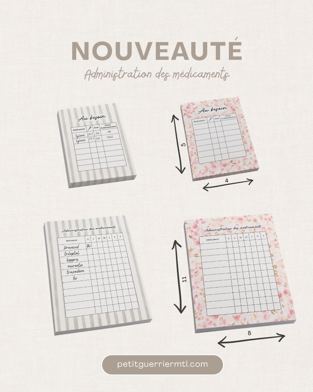Bloc notes 50 pages aide-mémoire fleurit